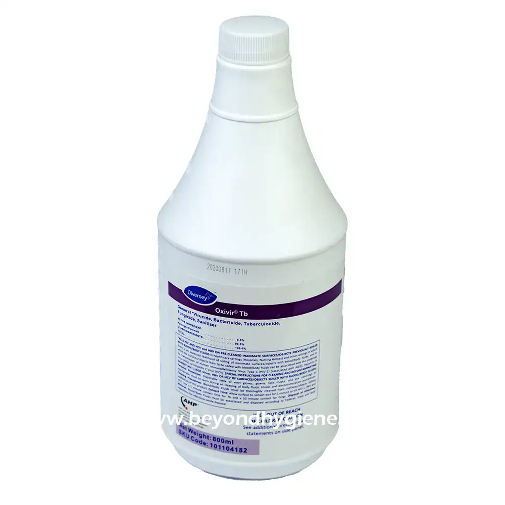 2 Oxivir Tb disinfectant cleaner for hospital and healthcare sanitation, kills bacteria, viruses, and tuberculosis effectively, ideal for clinical environment disinfection, 800ml bottle.