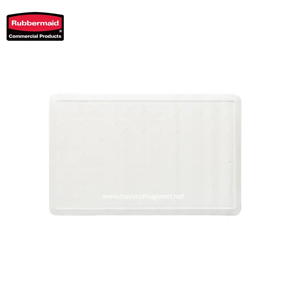 2 Rubbermaid commercial product, white hygienic soap dish for bathroom or kitchen, durable plastic design for easy cleaning and maintenance, essential for proper hand hygiene.