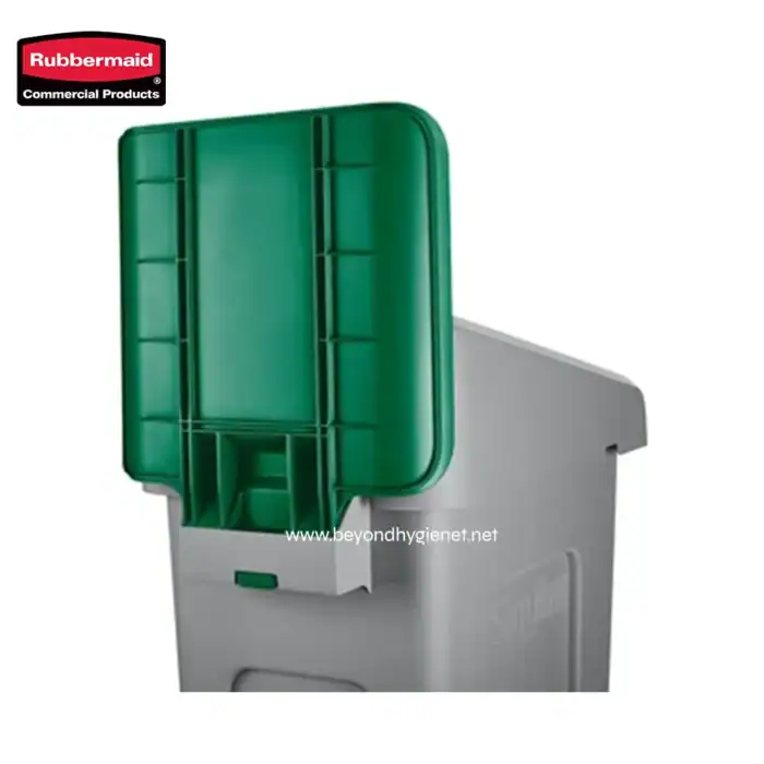 Hand sanitizer dispenser with a green cover for hand hygiene and sanitation. Ideal for commercial, healthcare, and public spaces to promote cleanliness and prevent the spread of germs.