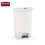 Rubbermaid clinical waste bin, white plastic trash can with foot pedal, hygienic waste disposal container for healthcare and sanitation, Beyond Hygiene Asia.