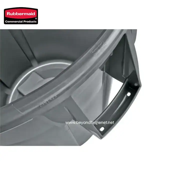Rubbermaid commercial washing machine drain filter, stainless steel laundry equipment part for optimal hygiene and maintenance.