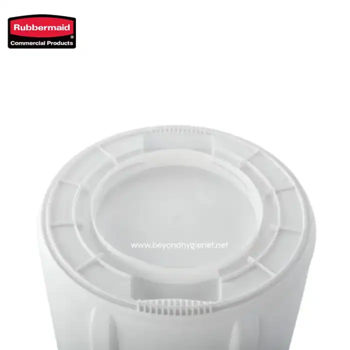 Rubbermaid commercial product in white plastic, close-up of a cleaning or sanitation device component for hygiene and maintenance.
