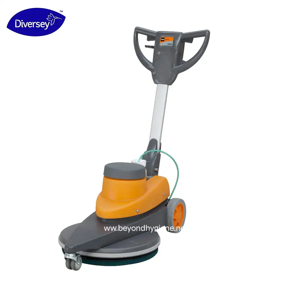 High-pressure commercial floor scrubber machine for deep cleaning, ideal for industrial and hospitality hygiene maintenance. Durable and efficient cleaning equipment by Beyond Hygiene Asia.