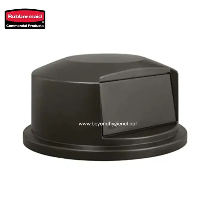 Rubbermaid commercial paper towel dispenser, durable black plastic, hygienic bathroom and restroom accessories for efficient hand drying.
