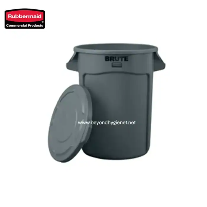 Rubbermaid Brute trash bin for commercial waste management, durable and large capacity. Perfect for industrial, office, or business sanitation needs, available from Beyond Hygiene Asia.
