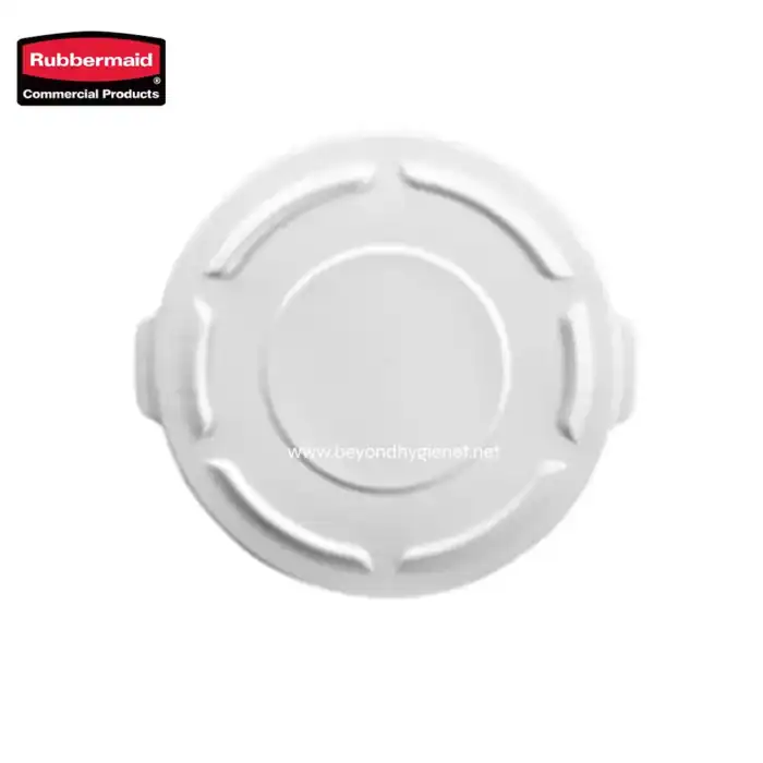 Rubbermaid commercial cleaning spray cap, white plastic, easy to use, durable, hygienic, compatible with various spray bottles, suitable for commercial cleaning supplies.