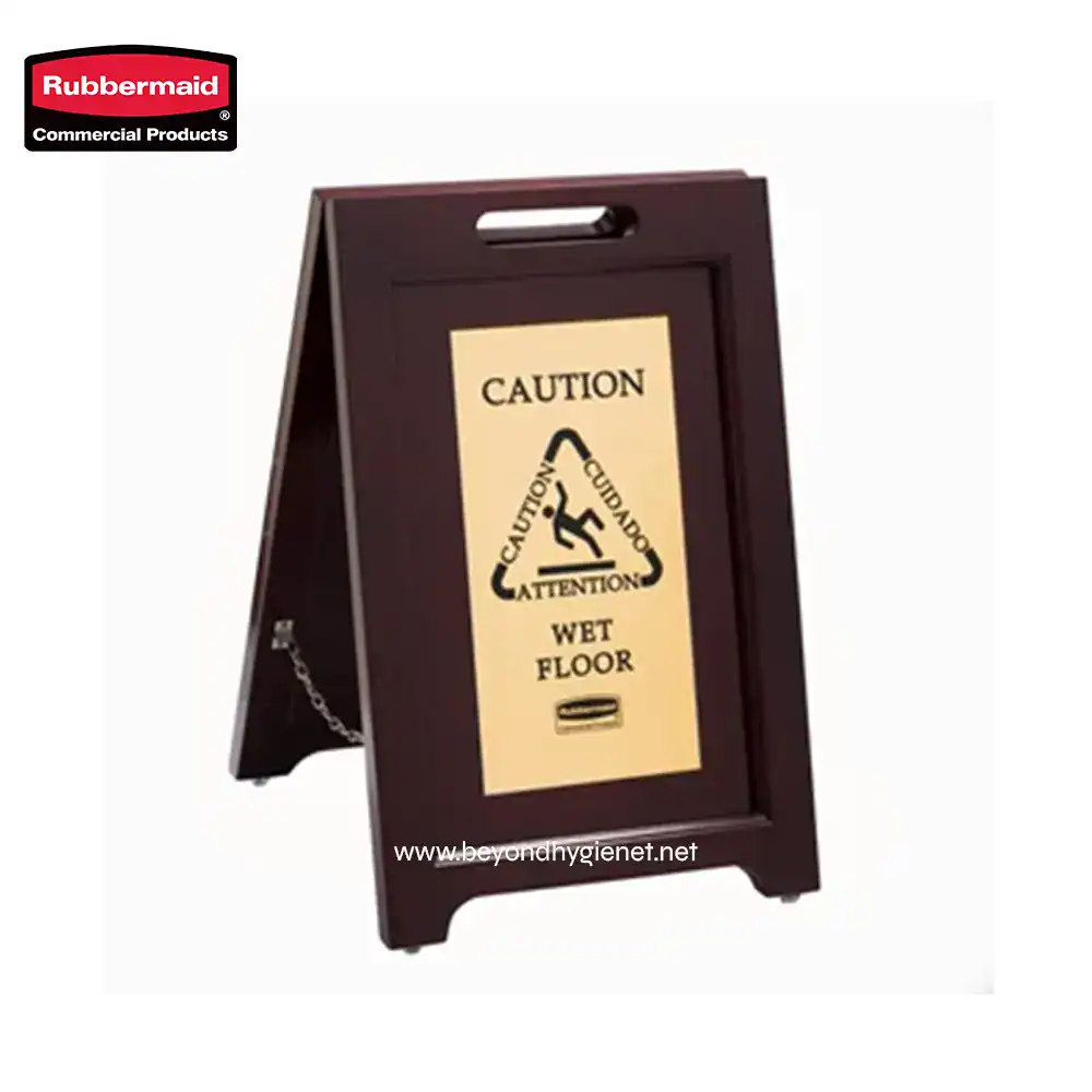 2 Caution wet floor signboard for slip prevention, ideal for commercial cleaning safety at Beyond Hygiene Asia.