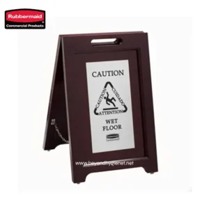 Slip-resistant wet floor caution sign board for cleaning safety and hazard warning. Durable A-frame sidewalk alert ideal for commercial and public spaces to prevent slips and falls.