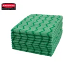 Green cleaning microfiber cloths for commercial sanitation and hygiene at Beyond Hygiene Asia.