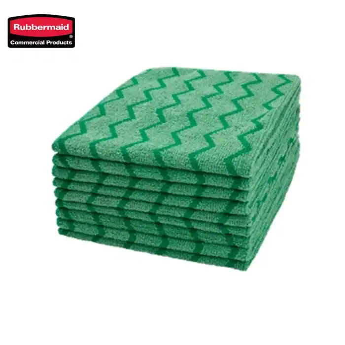 Green cleaning microfiber cloths for commercial sanitation and hygiene at Beyond Hygiene Asia.