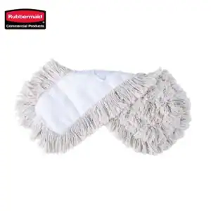 Microfiber cleaning mop head with fringed edging for commercial cleaning systems.