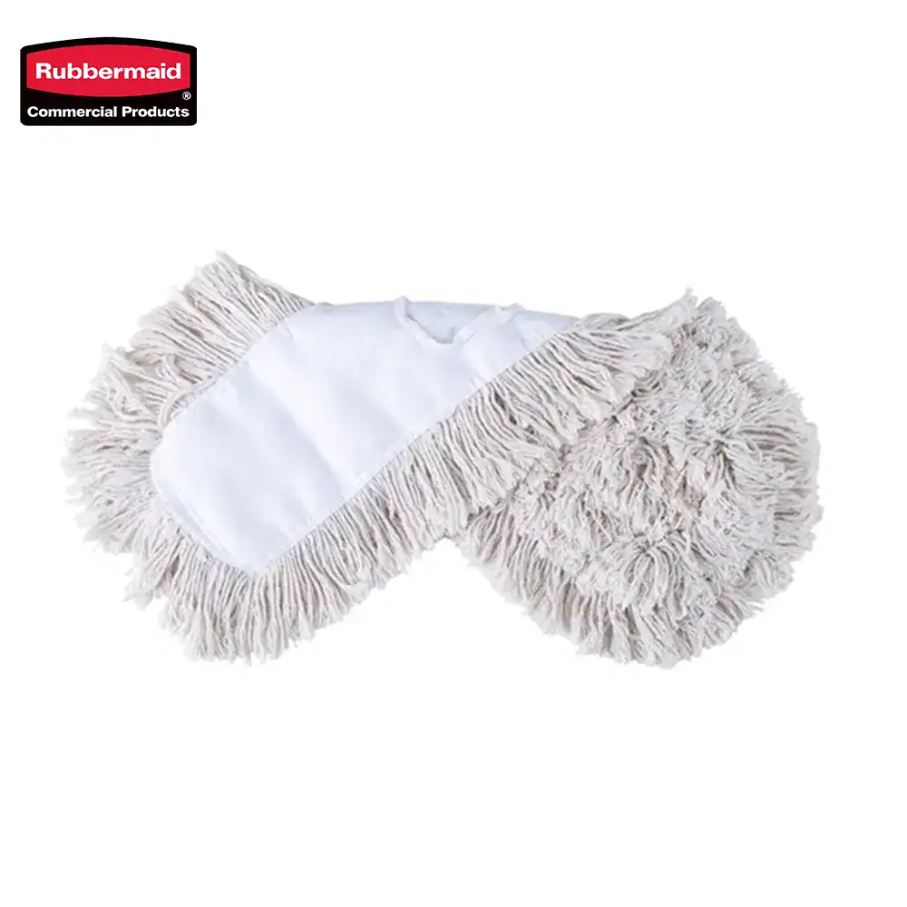 2 Microfiber cleaning mop head with fringed edging for commercial cleaning systems.