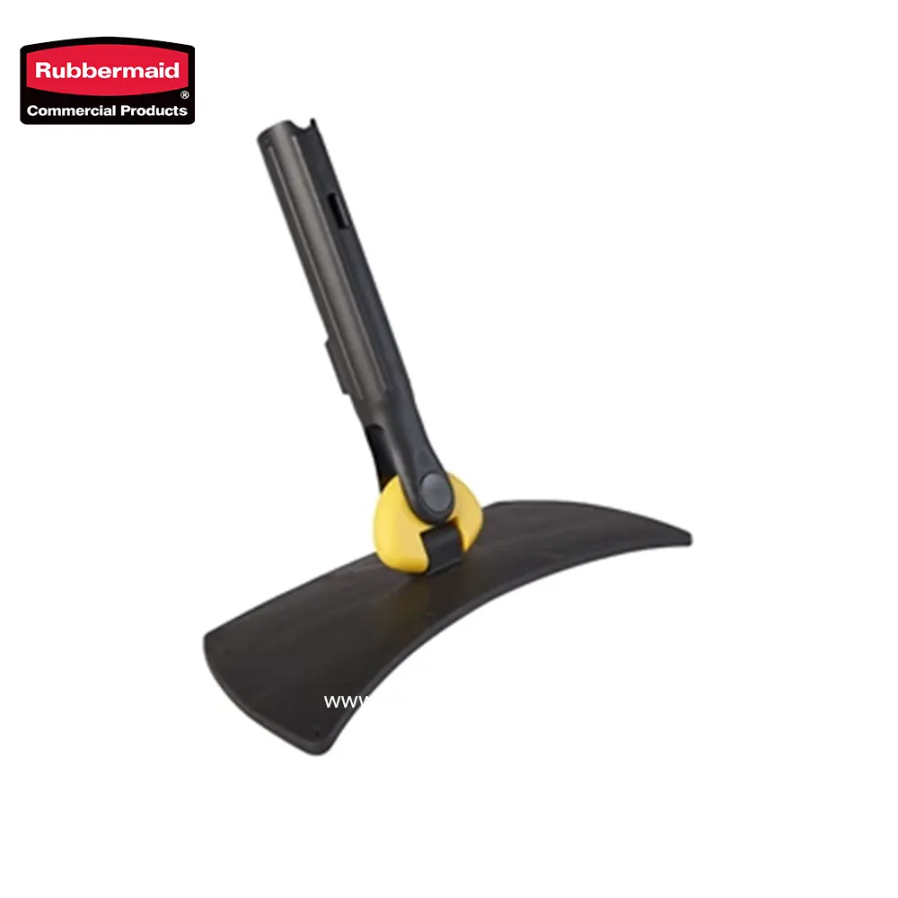 2 Rubbermaid commercial floor scrubber with ergonomic handle and cleaning pad for industrial floor cleaning solutions.