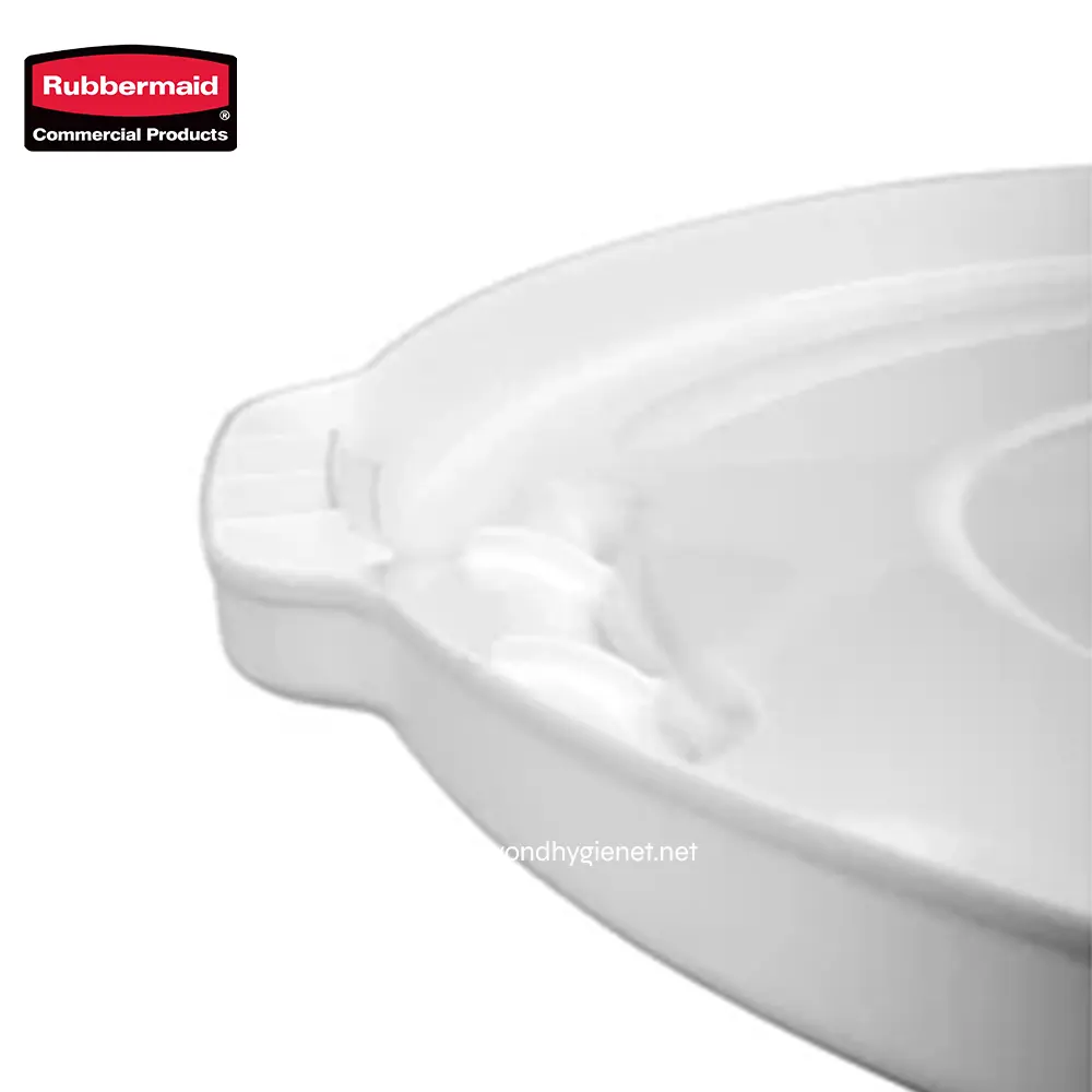 3 Rubbermaid commercial hand wash sink with integrated soap dispenser, durable white ceramic design, ideal for commercial hygiene and sanitation needs.