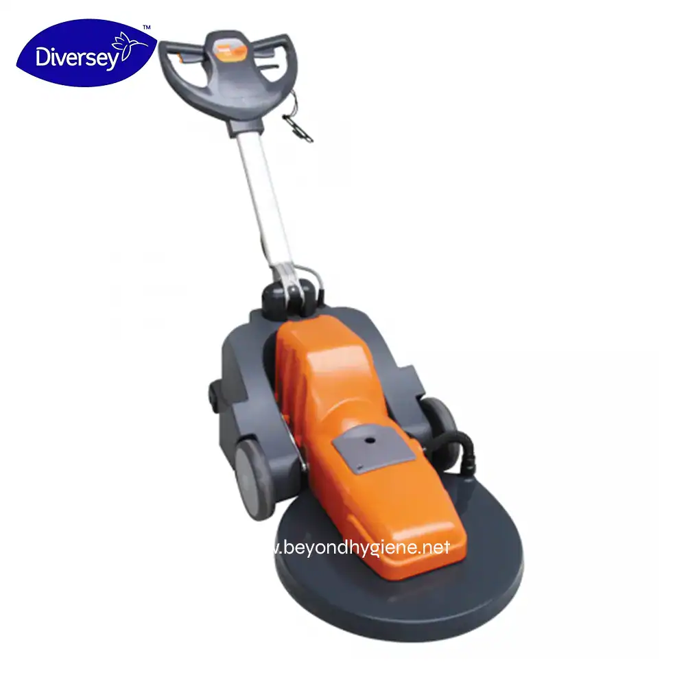 3 Wet floor cleaning machine with orange and black design, ideal for commercial and industrial cleaning, from Beyond Hygiene Asia. Perfect for efficient sanitation and maintaining hygiene standards.