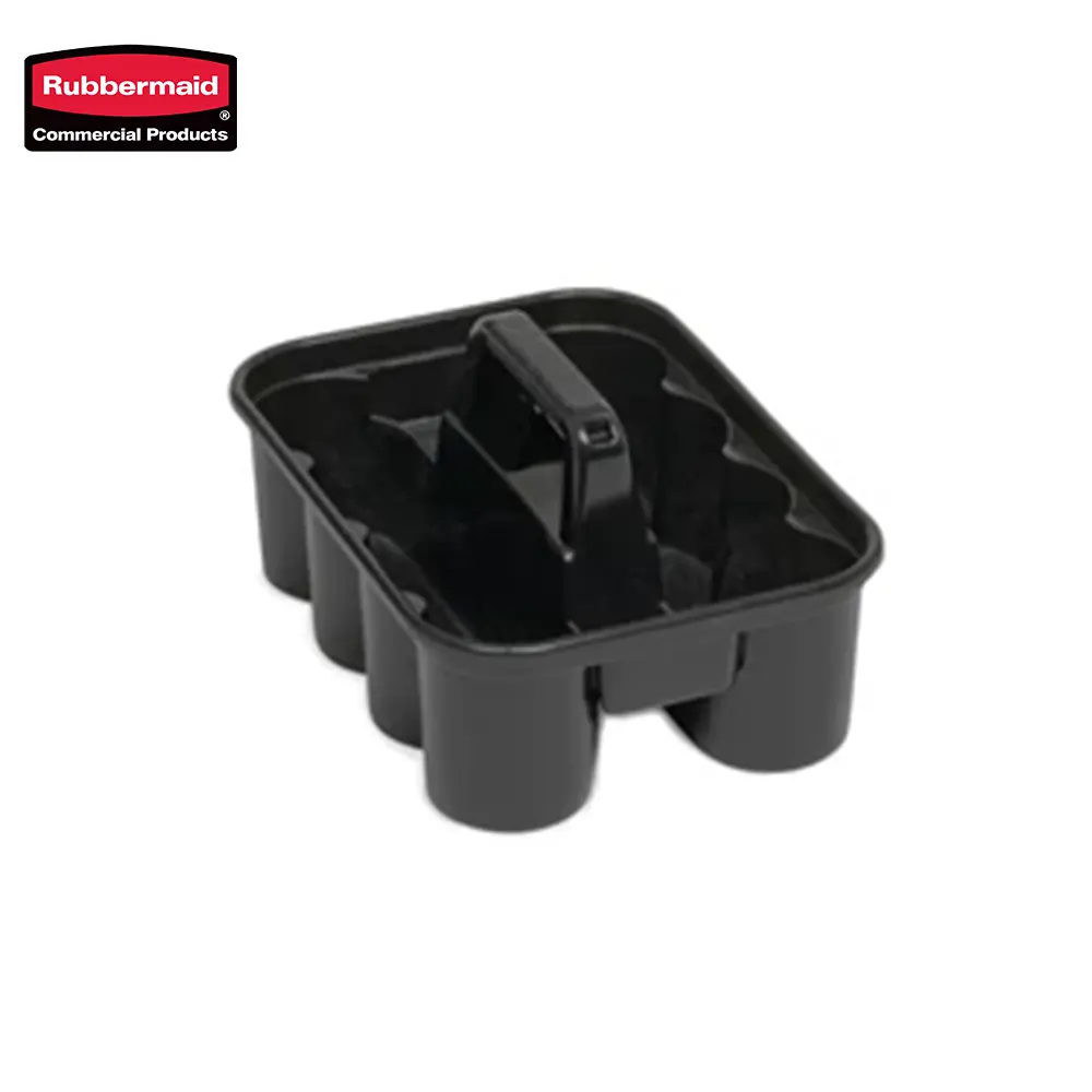 3 Rubbermaid commercial cleaning supply storage container.