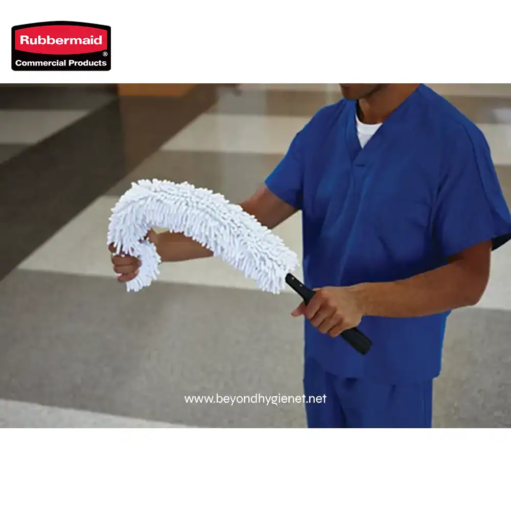 3 Microfiber dust mop being used for commercial cleaning at Beyond Hygiene Asia.