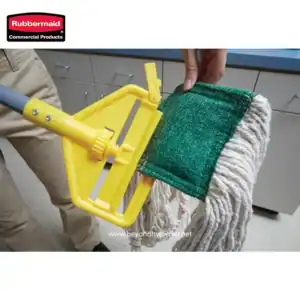 Rubbermaid commercial cleaning tool with a mop and microfiber cloth for professional hygiene, sanitation, and janitorial cleaning services. Perfect for efficient and thorough janitorial cleaning.