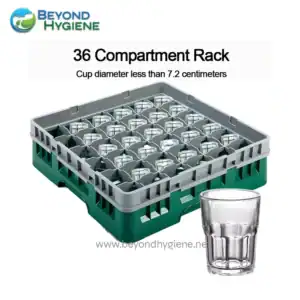 Safe glassware storage tray for dishwasher or sterilization purposes in hygiene facilities.