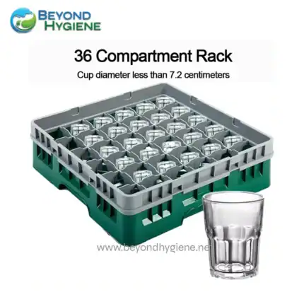 Safe glassware storage tray for dishwasher or sterilization purposes in hygiene facilities.