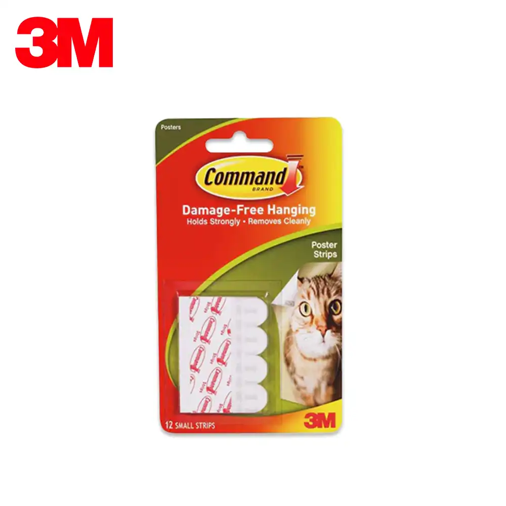 3M 1812 Command Poster Strips 12 PC 3M Command Damage-Free Hanging Poster Strips for easy, damage-free display of posters and photos. Perfect for home, office, and classroom organization. Safe adhesive strips hold strongly and remove cleanly.