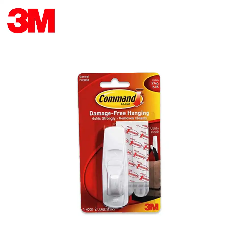 Command damage-free hanging hook for practical home organization, easy to install and remove, keeps surfaces undamaged, ideal for hanging tools, kitchen utensils, and more.