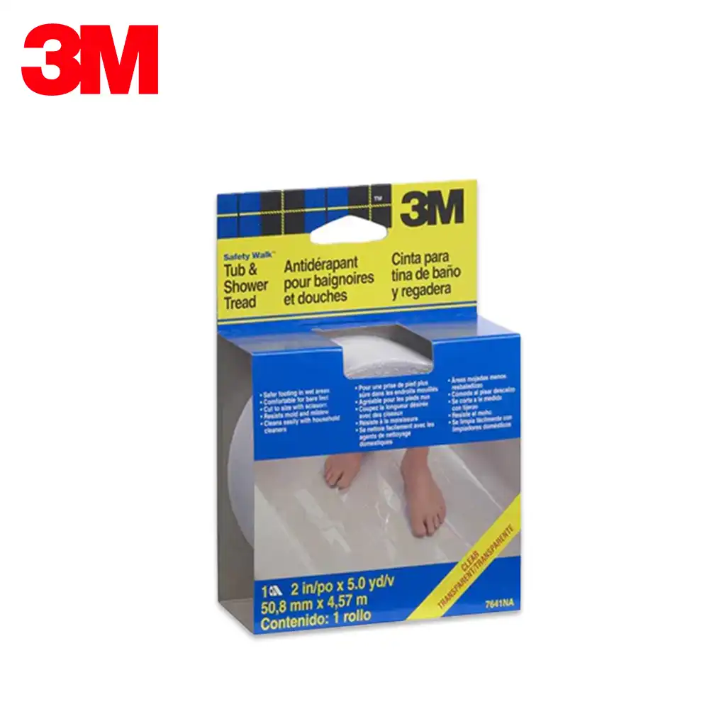 Durable shower and tub traction tape for bathroom safety, non-slip grip, easy to install, and dishwasher safe, ideal for elderly and disabled individuals, promotes secure footing in wet areas.