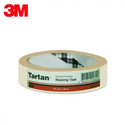 3M Tartan General Purpose Masking Tape, 24mm x 20m roll for painting and surface protection, ideal for industrial and home use.