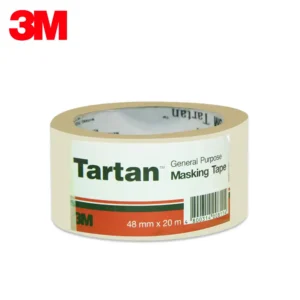 Tartan masking tape for general purpose, 48mm x 20m, beige and red, durable adhesive, professional quality, ideal for painting, labeling, and crafting applications.