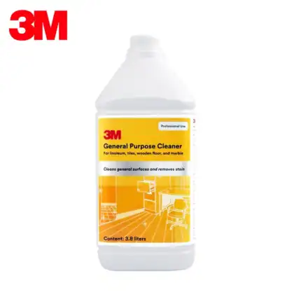 3M general purpose cleaner for industrial and commercial surfaces, ideal for tiles, wood, marble, and linoleum cleaning, removes stains, suitable for professional cleaning environments.
