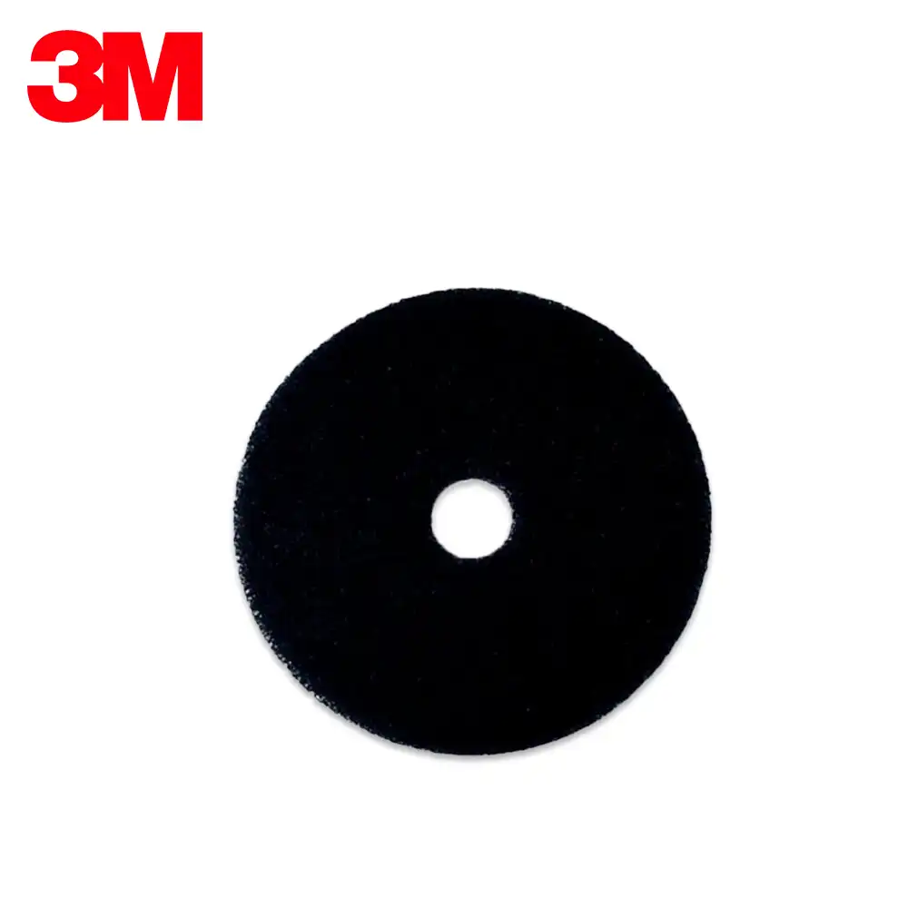 3M Black Stripper Pad 7200 Black foam polishing disc for industrial cleaning and surface finishing used in various industries.