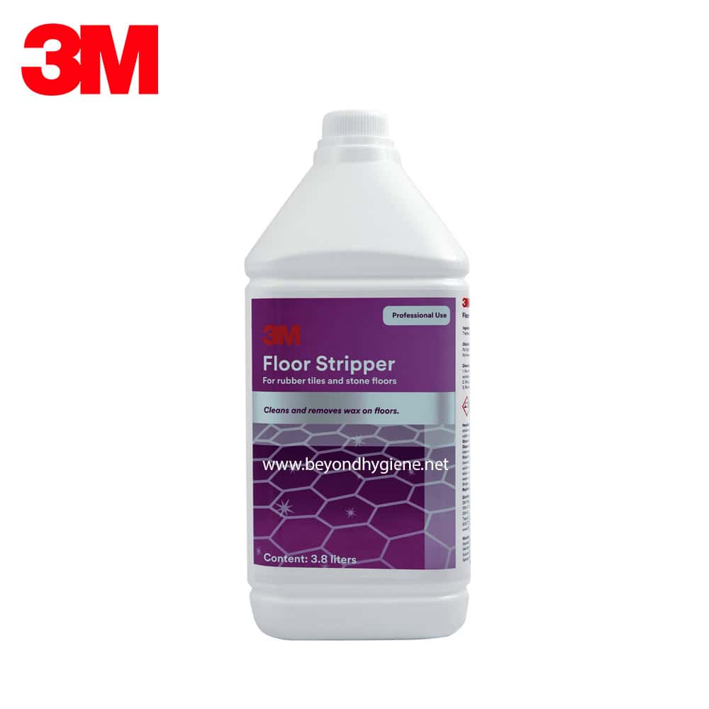 3M Floor Stripper Floor stripper for rubber tiles and stone floors, removes wax and prepares surfaces for new coating, suitable for professional cleaning, available at Beyond Hygiene Asia.