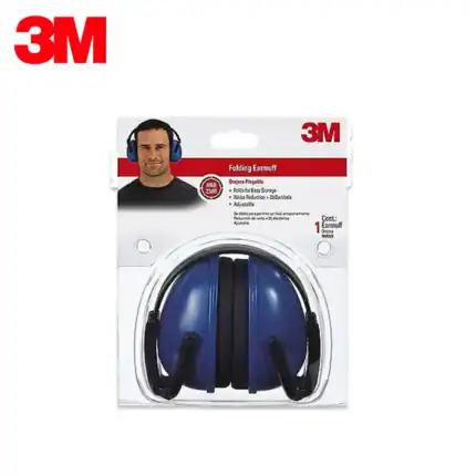Ear protection headphones for noise reduction, ideal for work or study environments. 3M folding earmuff with adjustable headband, comfortable fit, and durable design for hearing safety and noise cancellation.