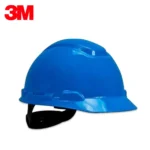 Blue safety helmet for construction and industrial sites, durable overalls protection, headgear for workers, personal protective equipment (PPE).