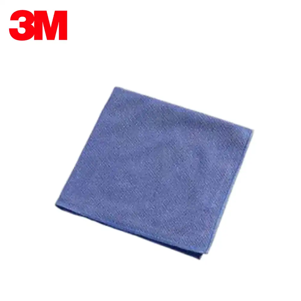 Blue microfiber cleaning cloth for hygiene and sanitation purposes.