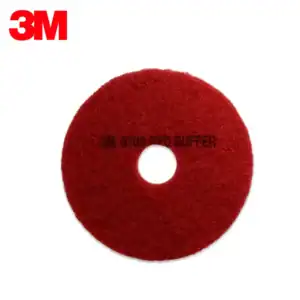 3M Red Buffer Disc for surface finishing and polishing, ideal for industrial and commercial cleaning, compatible with power tools for efficient sanitation and hygiene applications.