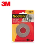 Scotch outdoor mounting tape for exterior use, 15 lbs weight capacity, weather-resistant adhesive, ideal for outdoor applications, 60 inches long, durable and strong for mounting decorations or fixtures.