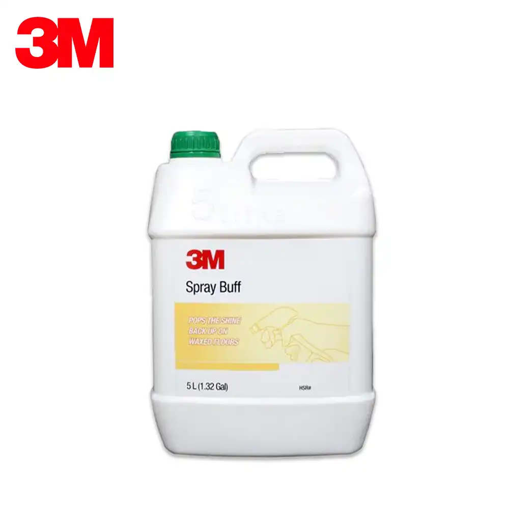 3M Spray Buff 3M Spray Buff floor finish replenisher for waxed floors, 5L, ideal for restoring shine and protection, used in commercial and industrial cleaning applications.