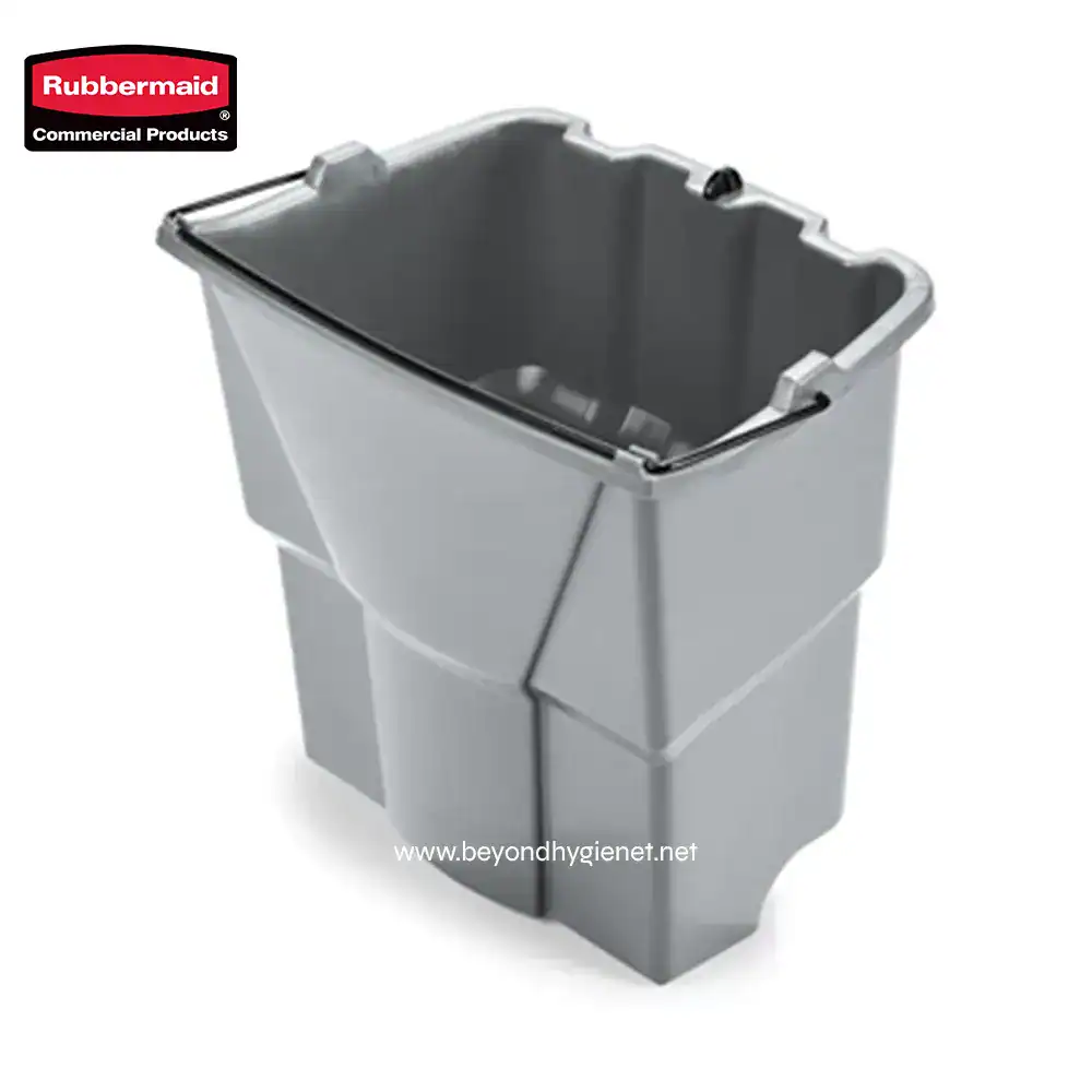 4 Rubbermaid commercial trash bin, durable stainless steel waste container for sanitation and waste management.
