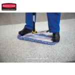 Microfiber floor cleaning mop being used on commercial carpet, janitorial cleaning equipment, professional cleaning tools, beyond hygiene asia.