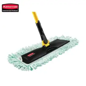 Yellow cleaning cart with mops, cleaning supplies, and tools for professional hygiene services at Beyond Hygiene Asia.