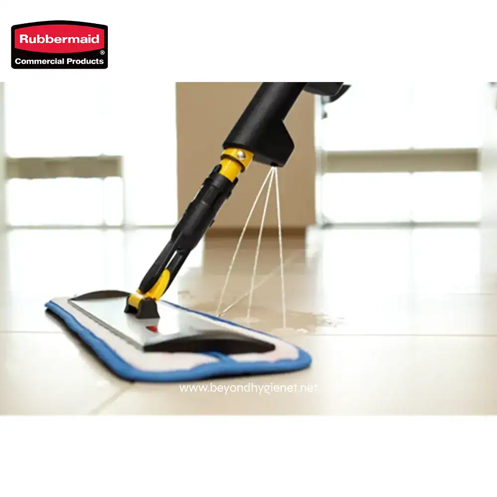 4 Flexible, durable floor cleaning mop with microfiber pad, ideal for commercial and industrial cleaning. Perfect for deep cleaning and maintaining hygiene in large public spaces.