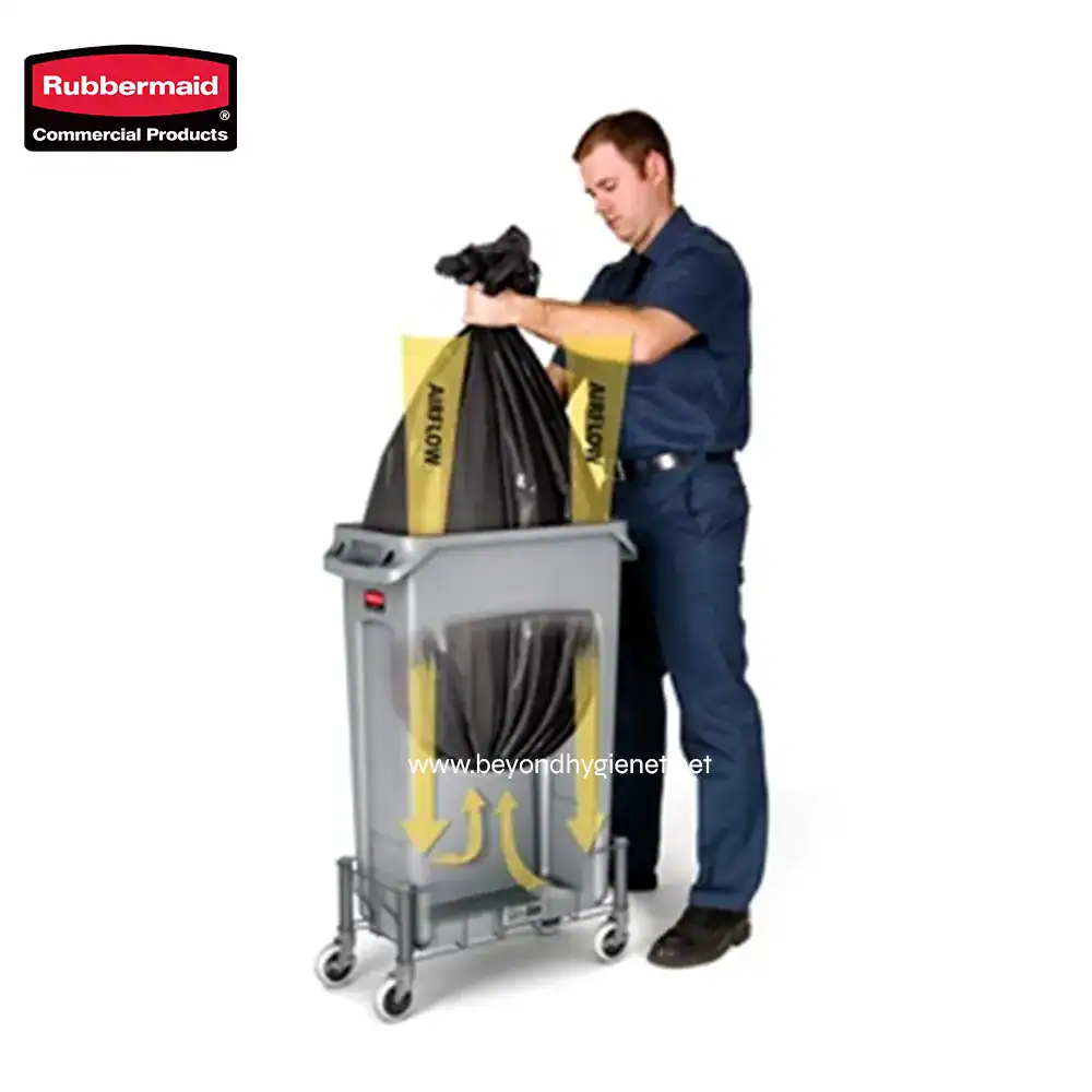5 Rubbermaid commercial waste disposal station with bag liner, designed for efficient waste segregation and hygienic trash management in Asia.