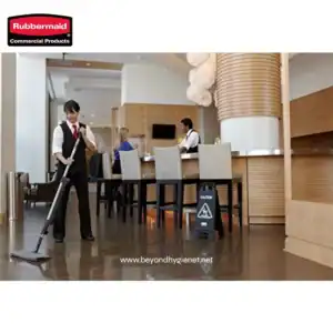 Flexible cleaning staff using Rubbermaid commercial products at Beyond Hygiene Asia.