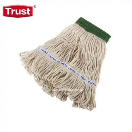 Microfiber cleaning cloth with green elastic band, ideal for sanitation and hygiene maintenance. Durable, reusable, and perfect for commercial or industrial cleaning environments.