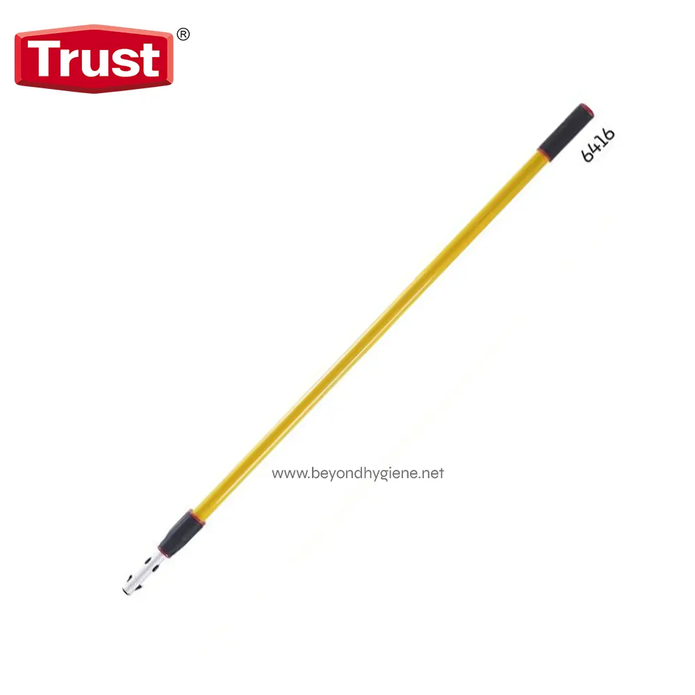 6416 Trust branded mop pole for cleaning equipment, yellow with black and red accents, durable and lightweight for efficient sanitation.