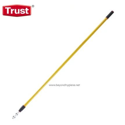 Extendable yellow cleaning pole with ergonomic handle for professional hygiene and sanitation tasks. Perfect for cleaning high or hard-to-reach areas in commercial and healthcare facilities.