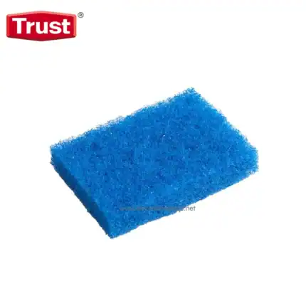 Blue cleaning sponge for disinfecting surfaces, durable and effective for hygiene maintenance in commercial and industrial spaces.