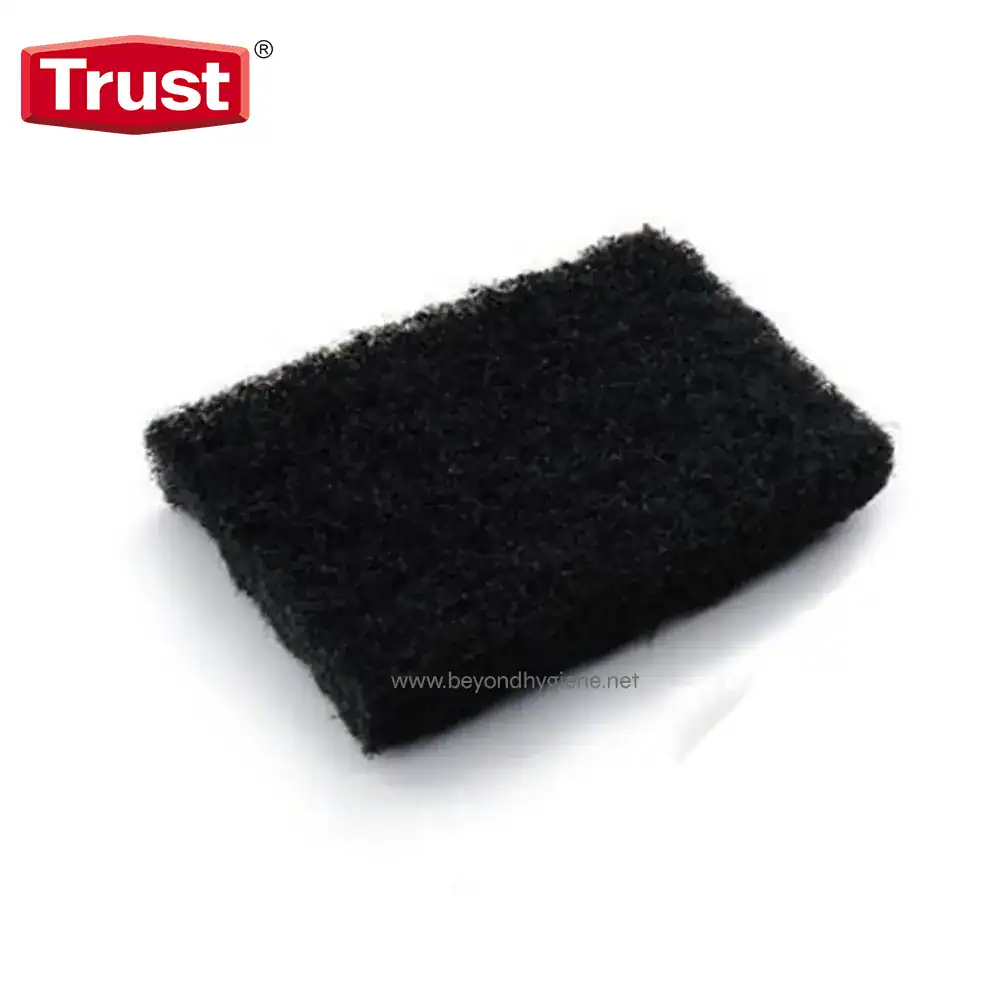 6604 Black cleaning sponge for hygiene and sanitation purposes, durable and absorbent. Suitable for commercial and industrial cleaning, promoting hygiene standards in various environments.