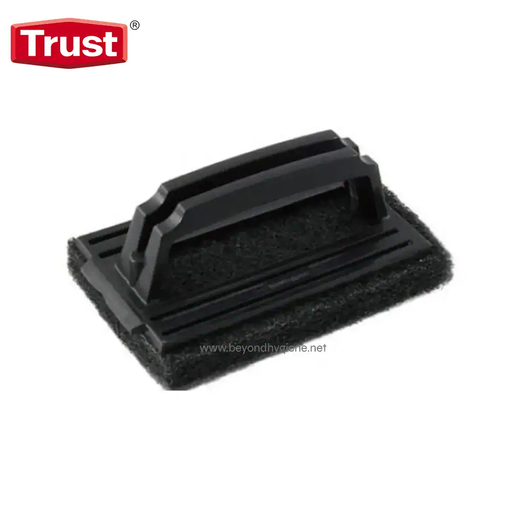 Black floor scrubber brush replacement part for commercial cleaning machines.